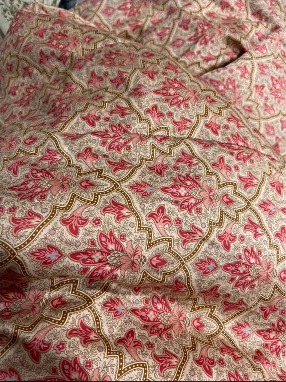 Floral Red and Tan Reversible Comforter Set - Unbranded